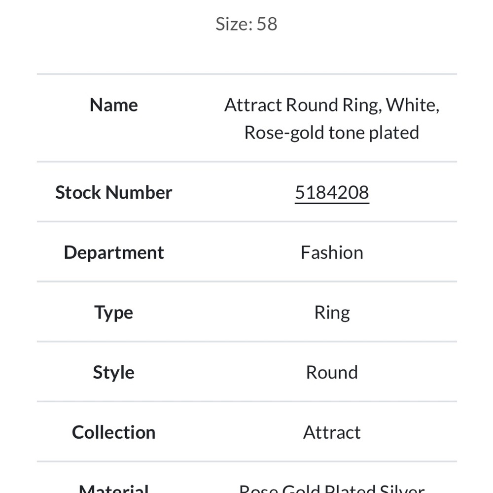 Swarovski Signed Rose Gold Crystal Ring | 8/58 - Picture 8 of 11